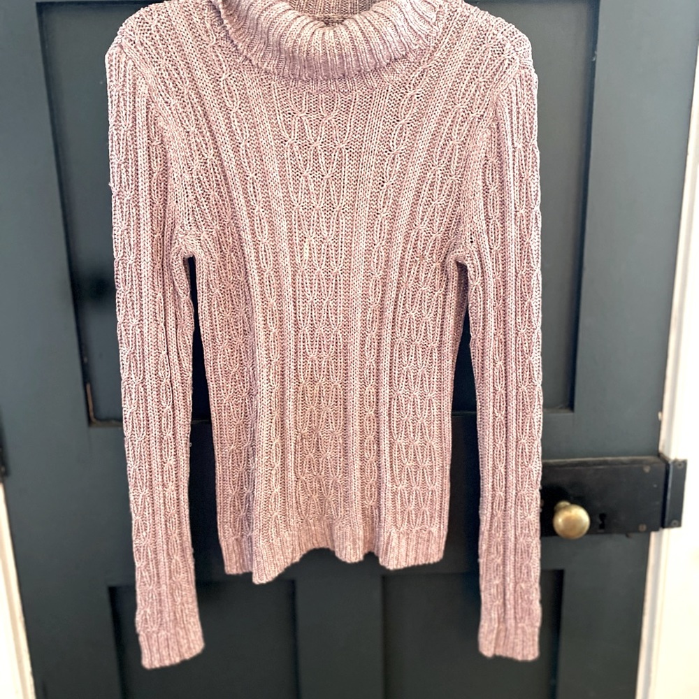 Ellen Tracy silk/metallic turtleneck sweater. Soft Lavender
